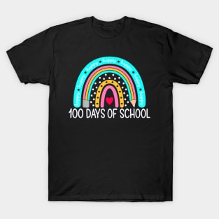 Happy 100Th Day Of School Teacher 100 Days Rainbow T-Shirt